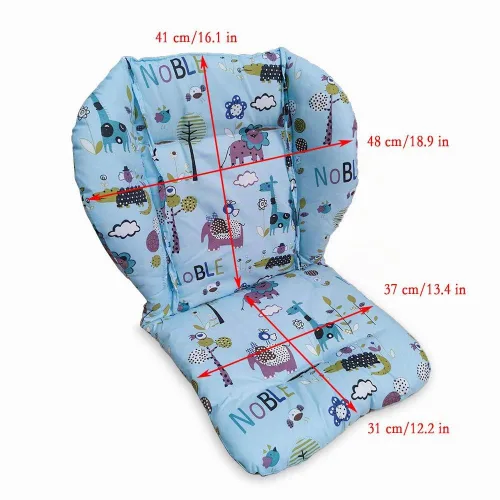 Vista 4 de twoworld Cojín de asiento para silla alta para bebé, resistente y correas para silla alta (arnés de 5 puntos), 1 traje (animal azul)