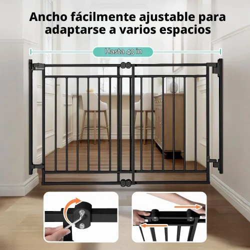 Vista 3 de COMOMY - Puerta de bebé de 27.5-43 pulgadas, sin barra inferior para escaleras y puertas