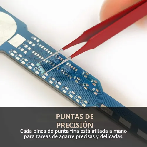 Vista 5 de Pinzas para el cabello encarnado Punta puntiaguda Rojo Acero inoxidable de precisión Extra afiladas y perfectamente alineadas