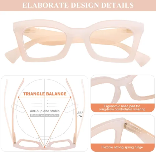 Vista 4 de AQWANO Stylish Blue Light Reading Glasses for Women, Fashion Butterfly Design Computer Readers Eyeglasses
