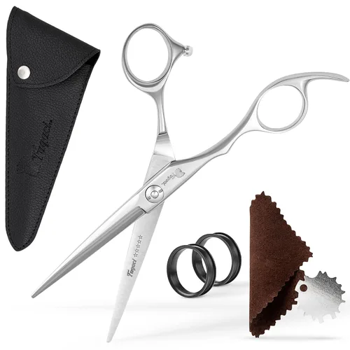 Vista 14 de Tijeras Profesionales para Cabello de 5 Pulgadas con Cuchillas Extremadamente Afiladas, Tijeras de Corte de Cabello de Acero 440C, Duraderas