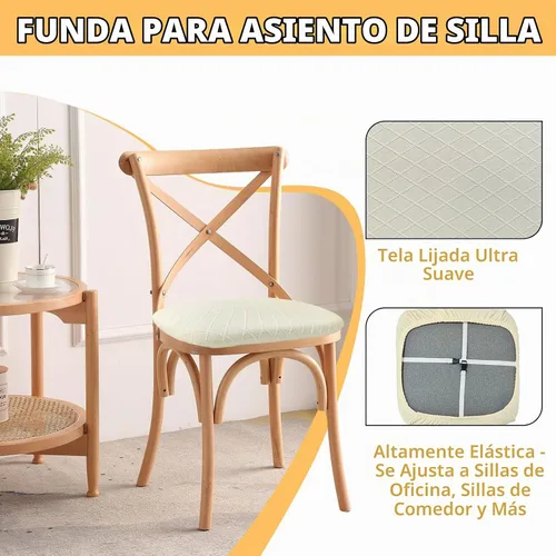 Vista 6 de Gute Fundas de asiento para silla, fundas de asiento para sillas de comedor con lazos, fundas elásticas de jacquard para sillas de comedor y cocina