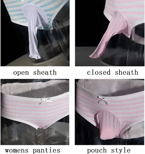 Vista 2 de FASXIR Ropa interior de bikini de algodón a rayas, estilo japonés, ropa interior de cosplay, para mujeres y hombres, paquete de 2, X-Small-X-Large
