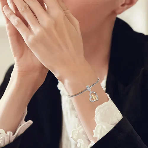 Vista 25 de PROESS Dije para padre, madre e hija, pulsera de plata de ley para pulseras, regalos de cumpleaños, día de San Valentín, para hija, madre, amante