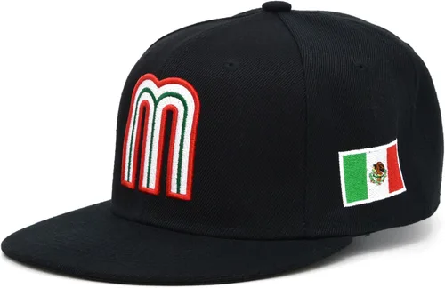 Vista 2 de Gorra acrílica de béisbol de México con diseño de bandera 3D M Flat Bill México