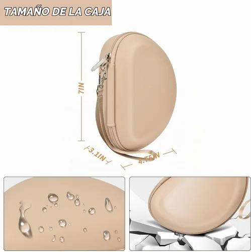 Vista 5 de COMECASE Funda para auriculares Beats Solo 4/Studio Pro con bolsillo de Beige
