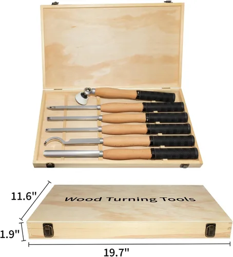 Vista 6 de Juego de herramientas de torneado de madera de carburo de tamaño completo con mango de goma 6pcs Lathe Chisel Set Include Swan Neck Hollowing