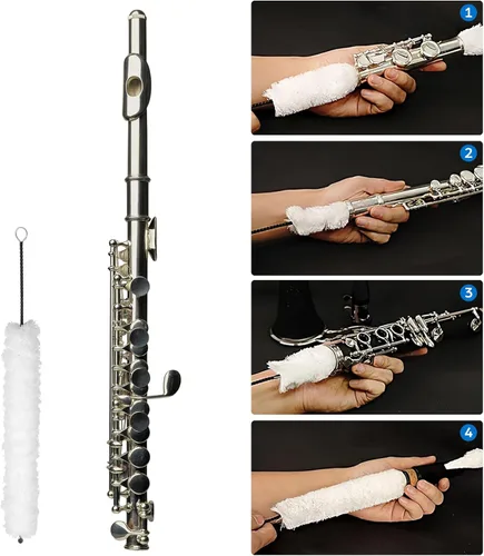 Vista 8 de Kit de limpieza de flauta hisopo de cepillo de limpieza de algodón para reparación