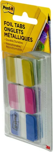 Vista 3 de Post-it Pestañas de aluminio, colores iridiscentes, 36 pestañas/paquete, 1 x 1.5 pulgadas (686-FLOPBT)
