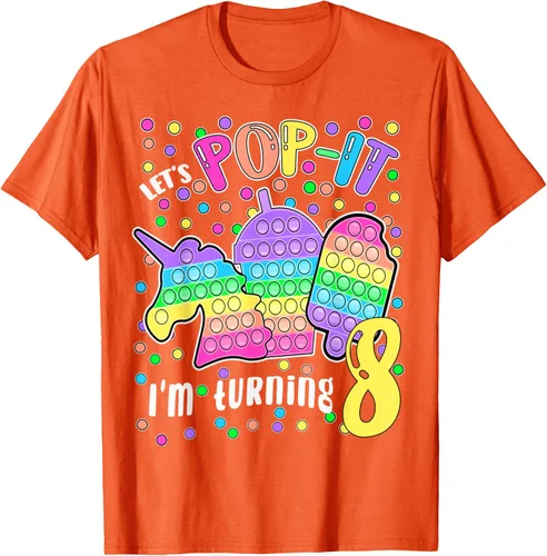 Vista 96 de Let's Pop-it I'm turning 8 Colorful 8th Birthday - Camiseta para niña, Negro