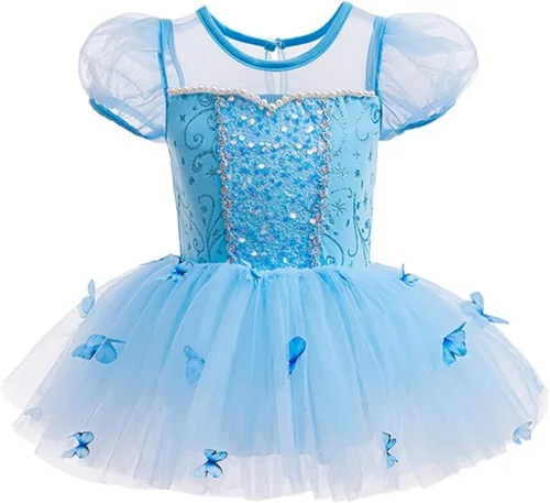 Vista 19 de Leotardos de princesa para niñas con falda de ballet y tutú para Halloween, Navidad, fiesta de cumpleaños, vestido elegante