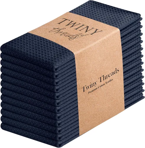Vista 51 de TWINY threads Juego de toallas de cocina con diseño de diamante, 100% algodón, trapos grandes y trapos de lavado, absorbentes de secado rápido