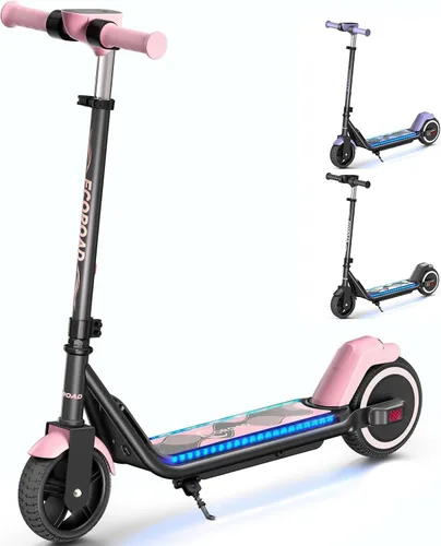 Vista 12 de ECOROAD EK6 - Patinete eléctrico para niños para velocidades de 6-12, 3/6/10 mph para máxima comodidad y altura ajustable, 150 W y doble freno