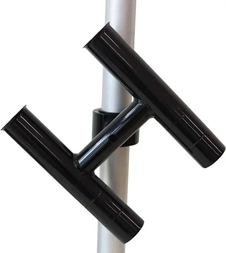 Vista 5 de Soporte para caña de pescar T-Top Twin Aluminio con abrazadera de 1-1/2 ", 1-7/8 ", 2 pulgadas horizontal o vertical torre de pesca/poste