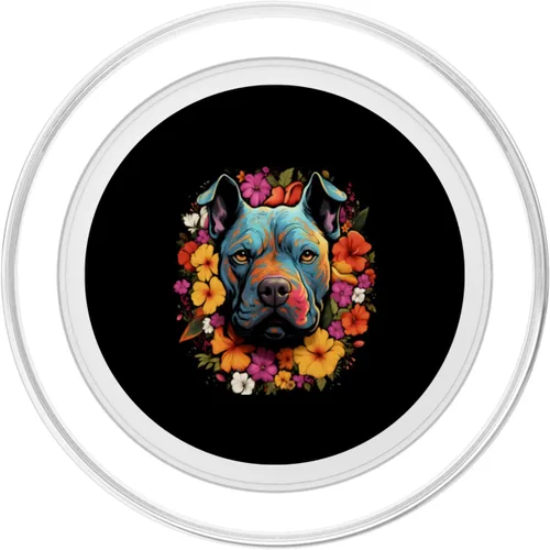 Vista 2 de Colorido American Bully acuarela arte mascota perro mamá PopSockets MagSafe PopGrip para iPhone