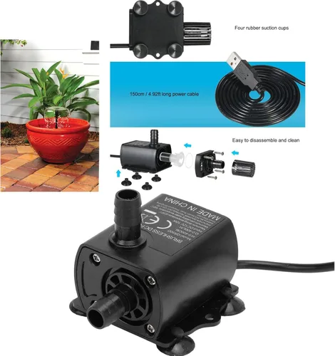 Vista 2 de DC12V 10W Bombas de agua sumergibles, bomba de fuente de agua sumergible de 0-400L/H, bombas de fuente de agua sin escobillas micro para fuente