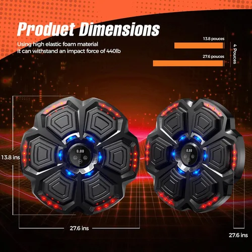 Vista 7 de Máquina de boxeo musical profesional 2026: 9 modos de entrenamiento inteligentes, conectividad Bluetooth ultra estable y dos guantes ergonómicos
