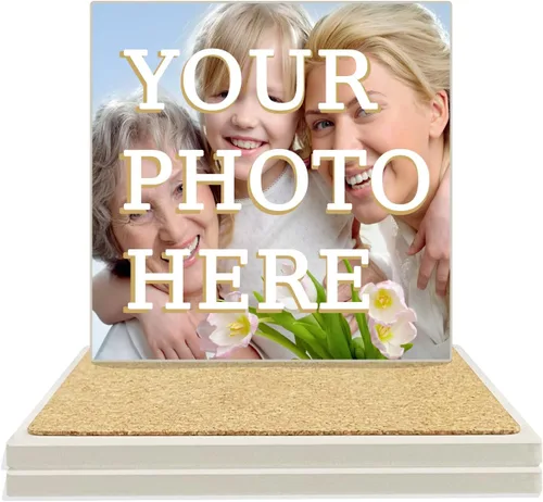 Vista 8 de Posavasos personalizados con cerámica, posavasos personalizados para tazas, personaliza tu imagen, texto y logotipo, posavasos antideslizantes