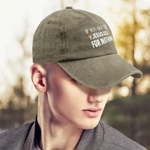 Vista 4 de ruio Jesus Hats for Men Baseball Cap Funny Hats If You Dont Sin Jesu Died for Nothings Baseball Cap Men