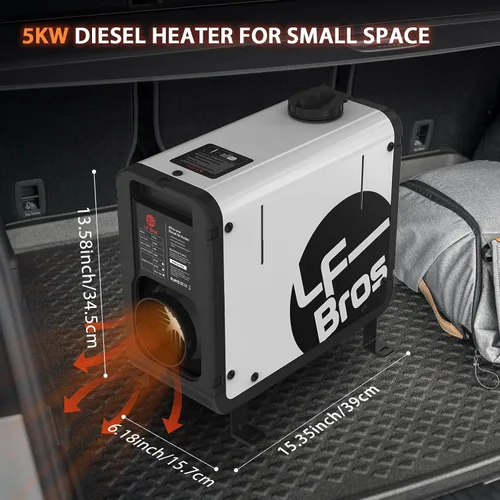 Vista 2 de LF Bros Calentador diésel de 110V/12/24V 5KW con temporizador, calentador de espacio de estacionamiento diésel todo en uno para espacios pequeños