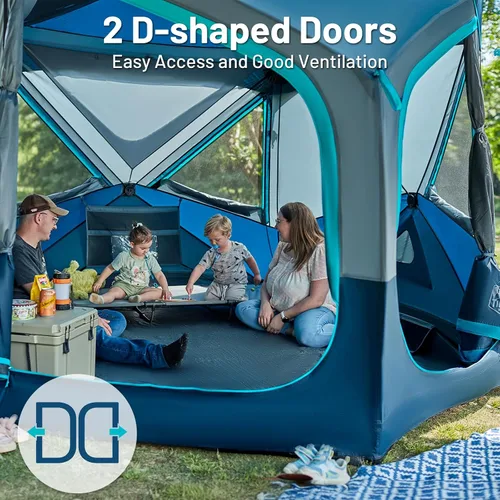 Vista 8 de TIMBER RIDGE Tienda de campaña desplegable instantánea para 4/6/8 personas, fácil instalación de 60 segundos, resistente a la intemperie, tienda