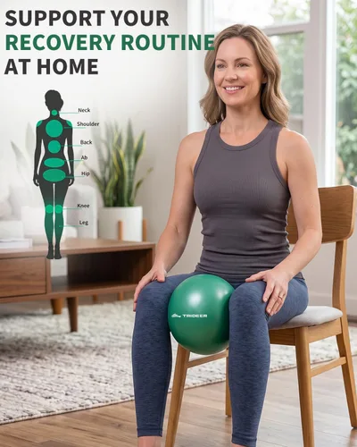 Vista 2 de Trideer Pelota de ejercicio para rehabilitación con guía, pelota de pilates Verde (con paja de inflado)