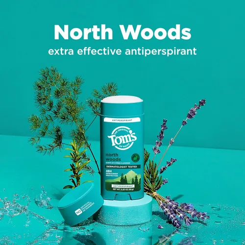 Vista 2 de Tom’s of Maine North Woods - Desodorante antitranspirante para hombres y mujeres, 48 horas de protección contra el olor y el sudor, aroma a pachulí