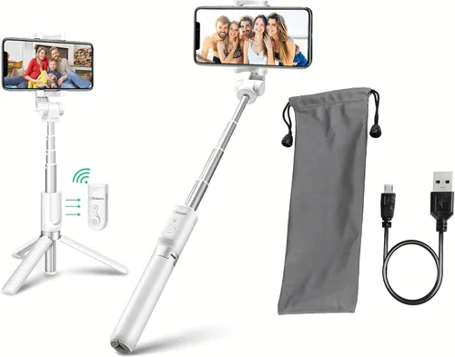 Vista 10 de Trípode para selfie stick con bolsa de control remoto inalámbrico, extensible y ajustable, soporte ligero V-Log compatible con todos los iPhone