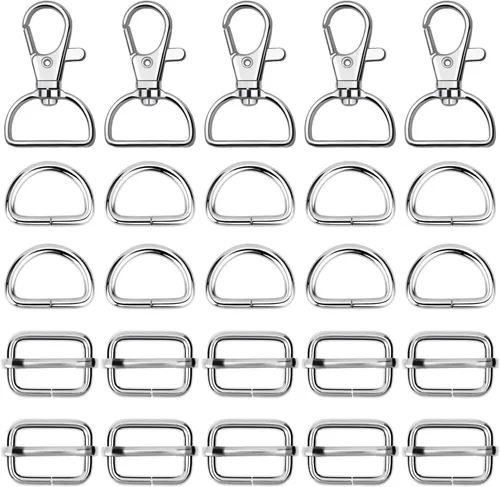 Vista 9 de Paxcoo Llavero a granel con llavero giratorio con gancho en D y hebillas deslizantes para bolso de mano, bolso, hardware y manualidades (1 pulgada)