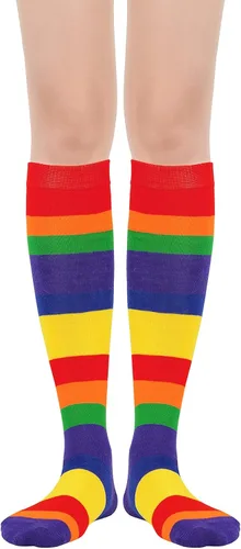 Vista 2 de American Trends Calcetines deportivos para mujer, calcetines deportivos al aire libre, medias altas hasta el muslo, medias casuales a rayas
