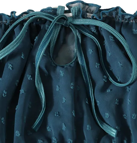Vista 4 de SheIn Conjunto de lencería de malla Dobby con ribete de volantes para mujer