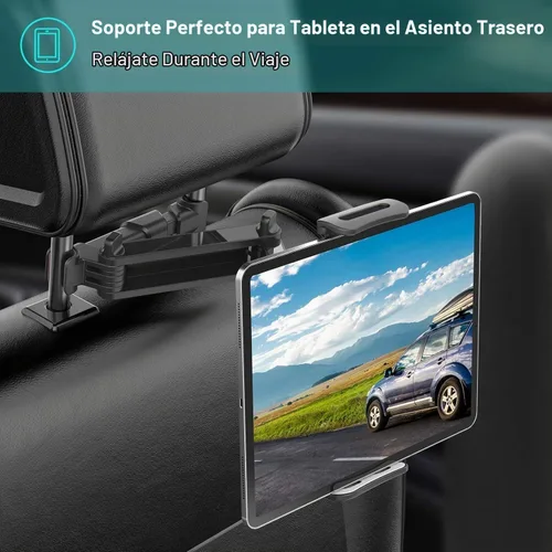 Vista 7 de Klsniur Soporte para reposacabezas de automóvil, soporte para reposacabezas de tableta, soporte universal giratorio de 360° ajustable para tablet