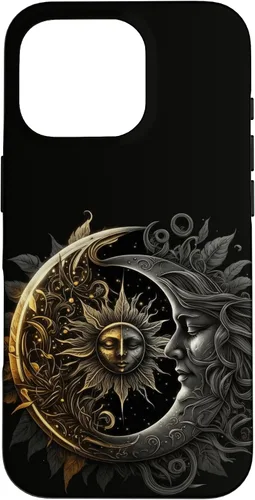 Vista 20 de Moon And Sun Celestial Yin And Yang Leaves Case for iPhone 16