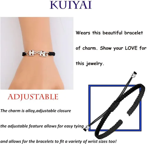 Vista 2 de KUIYAI Pulsera de macramé con máscara de drama, máscara de tragedia, regalo para actriz y actriz