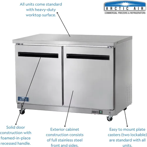Vista 7 de Refrigerador de carga frontal de 48 in Arctic Air AUC48R, 12 cu cuadrados.