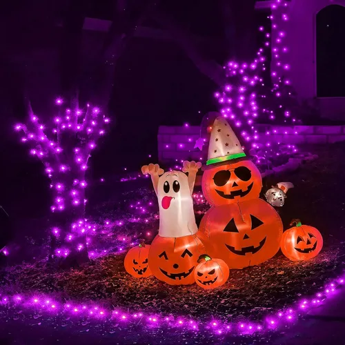 Vista 5 de WBao - Cadena de luces LED para Halloween de 300 luces, 108 pies, luces LED súper brillantes con certificación UL, 8 modos de iluminación