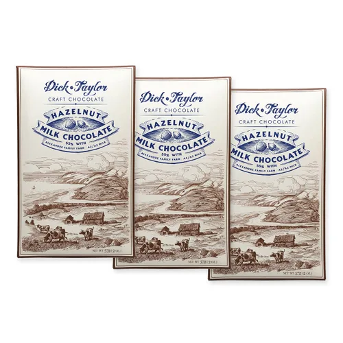 Vista 6 de Dick Taylor Craft Chocolate Tríos de chocolate con leche Regalo de chocolate artesanal gourmet A2, sin soja, hecho a mano Barras de 2 onzas