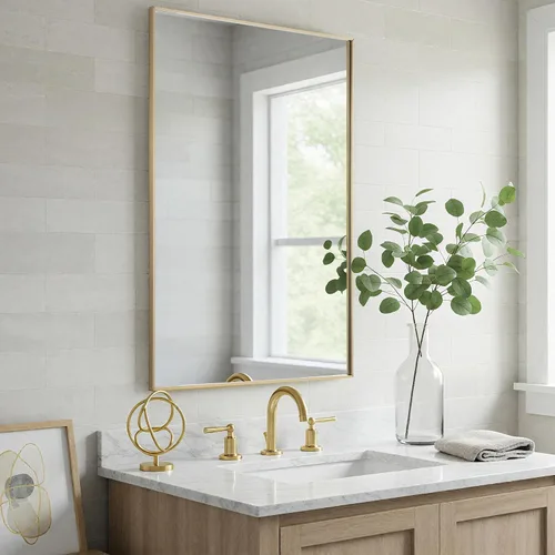 Vista 13 de LEDLUX Espejo de baño negro de 20 x 36 pulgadas, espejo sin cobre, espejo de tocador con marco de aleación de aluminio, espejo rectangular montado