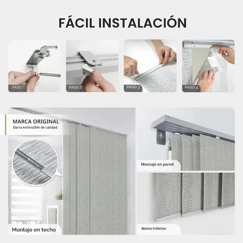 Vista 7 de GoDear Design Persianas verticales deslizantes ajustables con 99.99% de opacidad de 45.8"- 86" de ancho x 96" de alto, persianas de ventana