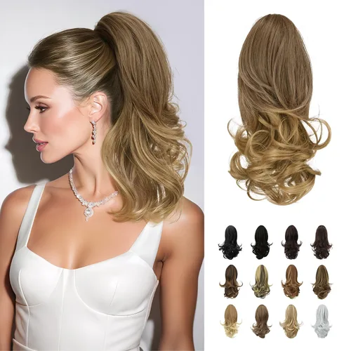 Vista 14 de SOFEIYAN Extensión de Cola de Caballo de 13" Larga y Rizada con Clip en Garra, Extensión de Cabello Sintético de Aspecto Natural para Mujeres