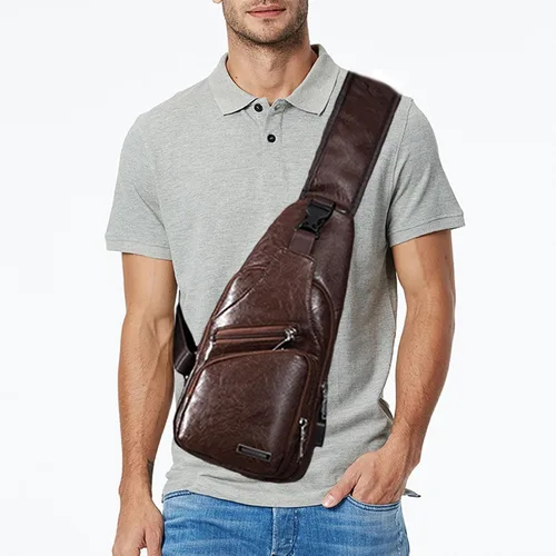 Vista 6 de Seoky Rop Bolso bandolera para hombre con puerto de carga USB