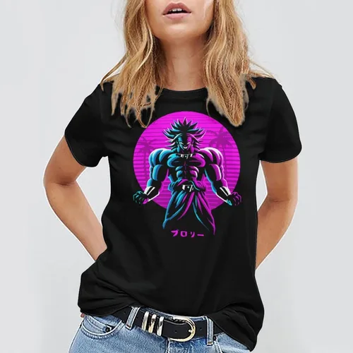Vista 4 de Saiyajin Broly - Camisetas casuales para hombre, manga corta, unisex, cuello redondo, camisetas para jóvenes y adultos