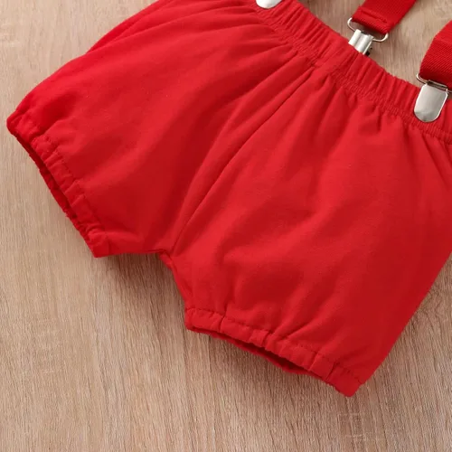 Vista 7 de Ropa divertida para el primer cumpleaños para bebé, ropa para bebé, corbatín, diseño de dinosaurio, conjunto de pantalones con tirantes