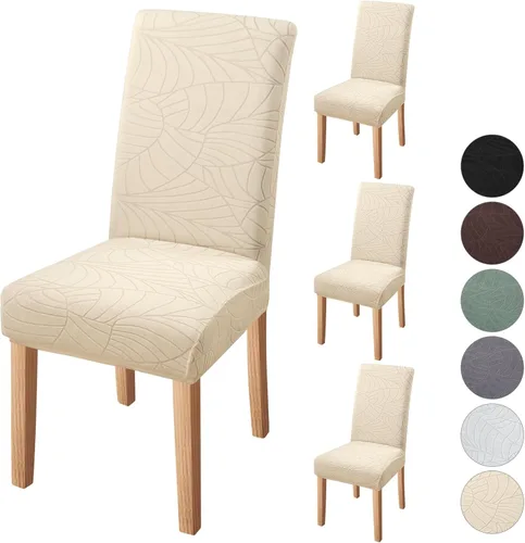 Vista 8 de Fuloon Paquete de 4 Fundas Protectoras para Asientos de Sillas de Comedor Super Ajustadas Elásticas Extraíbles Lavables Cortas para Hotel, Comedor