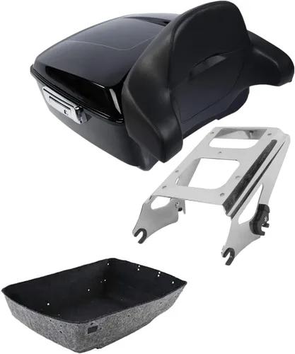 Vista 9 de TCMT Caja de maletero de motocicleta cortada con respaldo envolvente desmontable de dos plazas y soporte de montaje adecuado para Harley 2009-2013