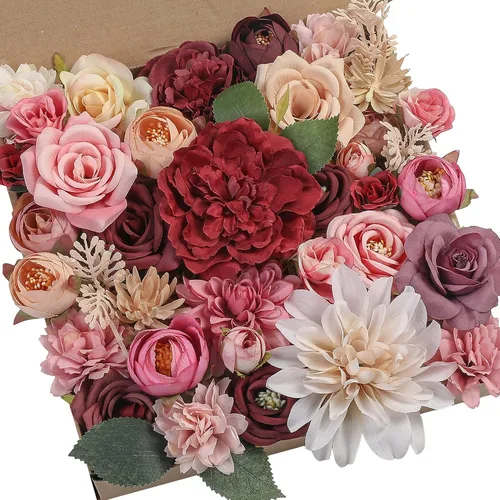 Vista 26 de Serra Flora Caja Combo de Flores Artificiales para Ramos de Boda DIY, Centros de Mesa, Arreglos, Despedida de Soltera, Fiesta, Decoraciones