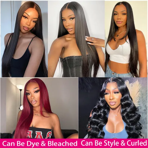 Vista 4 de Extensiones de cabello humano lacio 10A, 26, 28, 30 pulgadas, 3 manojos de cabello lacio 100% sin procesar, brasileño, largo, virgen, color negro