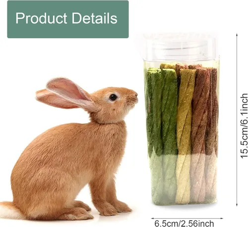Vista 5 de 20 piezas de juguetes de conejo de sabores mixtos como un hámster Twist, golosinas comestibles para dientes de conejillo de indias