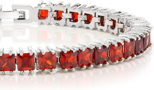 Vista 7 de Gem Stone King Pulsera de tenis clásica de circonita cúbica de corte princesa para mujer