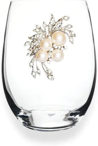 Vista 6 de THE QUEENS' JEWELS Pearl Bouquet - Copa de vino con tallo con joyas, 21 onzas, regalo único para mujeres, cumpleaños, lindo, divertido, sin pintar